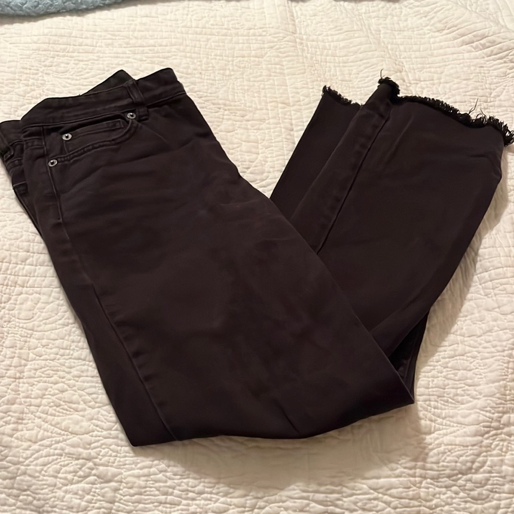 Black straight leg ripped jeans